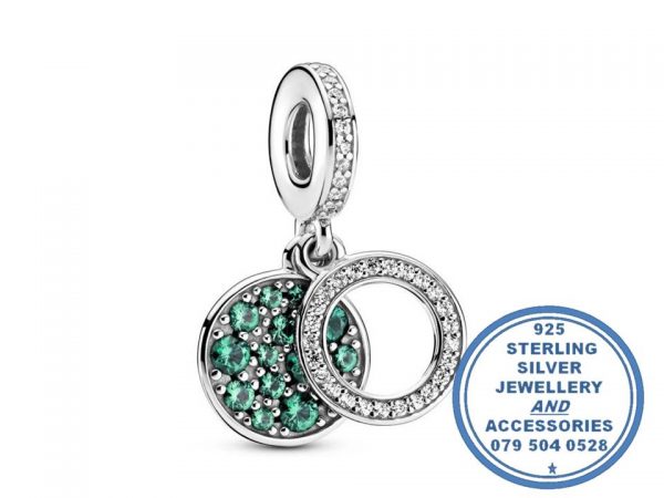 925 Sterling Silver Green CZ Pandora Compatible Dangle Charm
