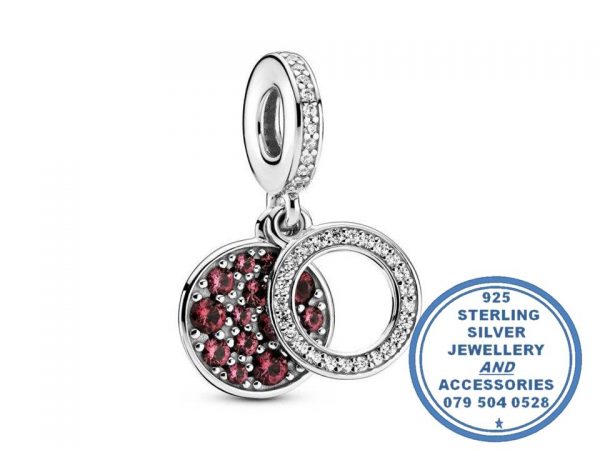 925 Sterling Silver Red CZ Pandora Compatible Dangle Charm