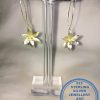 925 sterling Silver Gold Plated Double Hanging Big Flower Earrings. Hook in