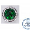 "925 Sterling Silver Large Round CZ Green Cubic  Heart Patterned Pandora Compatible Bead Charm Spacer Bead"