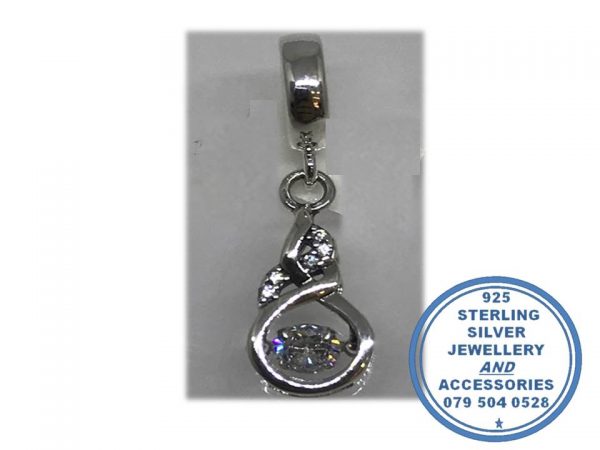 925 Sterling Silver Infinite Love Dangle Charm with movable cubic. Pandora Compatible.