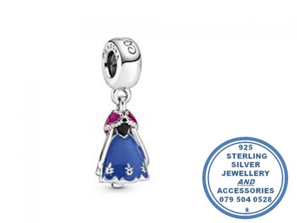 925 Sterling Silver Frozen Princess Anna Dress Dangle Charm. Pandora Compatible