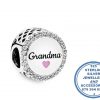 925 Sterling Silver Large Round CZ Cubic Grandma Pandora Compatible Bead Charm