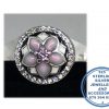 "925 Sterling Silver CZ Pink Enamel Magnolia Flower Pandora Compatible Bead Charm"