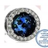 925 Sterling Silver Large Round Blue Charm Bead. Pandora Compatible