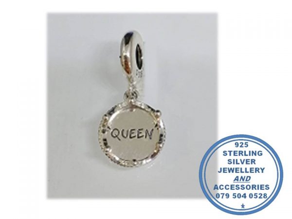 "925 Sterling Silver and Rose Gold PLATED Queen Crown Pandora Compatible Dangle Charm"