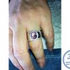 925 Sterling Silver Ring with Large Halo Pink Oval Ring and Solid Side