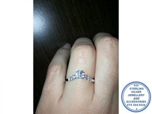 925 Sterling SilverBaquette Centre Wishbone Cubic Statement Wedding Band | Stack Ring