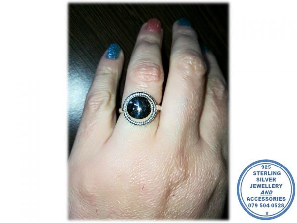 925 Sterling Silver Ring with Multicolor Cubics set to for 1 Broad Ring