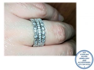 925 Sterling Silver Cubic All round 3 Bands as One Ring | Stack Ring Wedding Bands925 Sterling Silver Cubic All round 3 Bands as One Ring | Stack Ring Wedding Bands