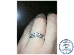 925 Sterling Silver Double Wishbone Ring with front Cubics | Wedding Band | Stack Ring 