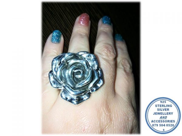 925 Sterling Silver Large Bold Rose Ring Electro-formed