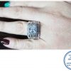 Dramatic Baquette Side Clear Halo Bands with large Sqaure Halo Cubic Designers Ring