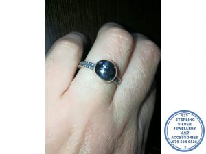 "925 Sterling Silver Rope Ring with half ball top"