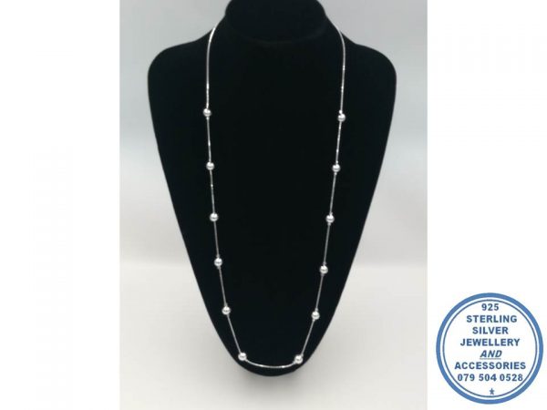 925 Sterling Silver Designers Necklace Ball Beads 8mm on chain
