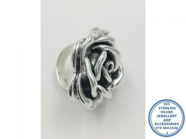 925 Sterling Silver Statement Large Rose Ring Electro-formed 35mm