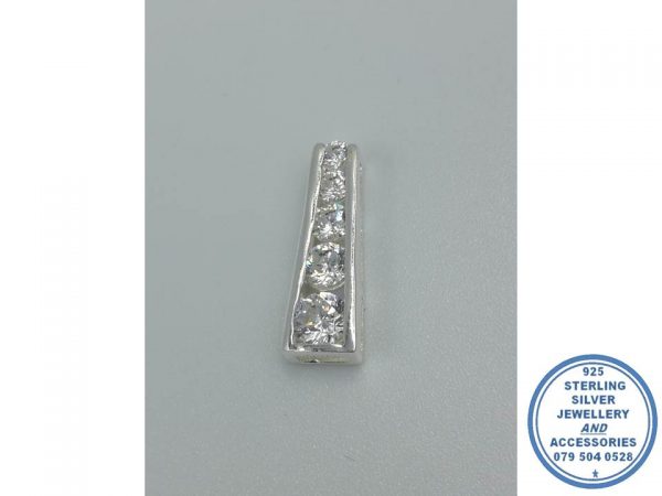 925 Sterling Silver Upside Down Triangular Tube with 5 round cubics Pendant