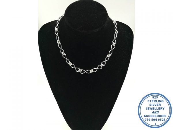 925 Sterling Silver Designer's Necklace Infinity Double Link Chain 45cm