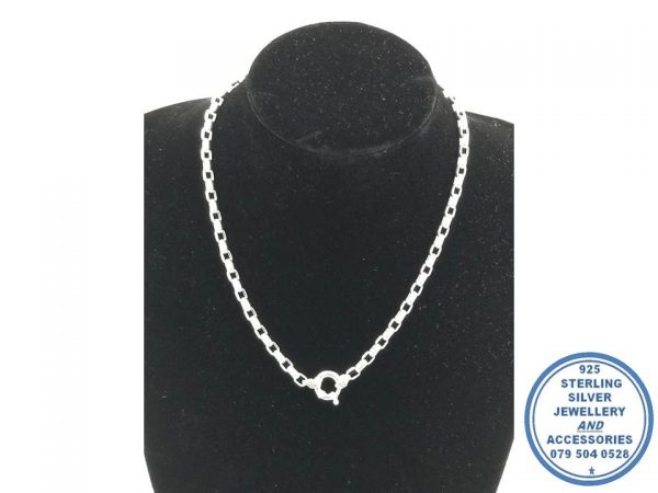 925 Sterling Silver Rectangular Rolo Link Chain 46cm