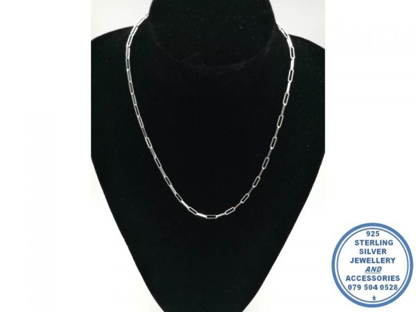 925 Sterling Silver Rectangular Oval Link Chain 50cm Bulky Trendy