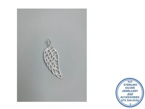 925 Sterling Silver Angle Wing Pendant Cut out