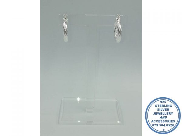 925 Sterling Silver Twisted Tube Clip in Hoops 21 mm