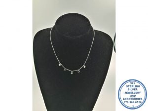 925 Sterling Silver Chain necklace with Heart disks 42cm plus 5cm extender