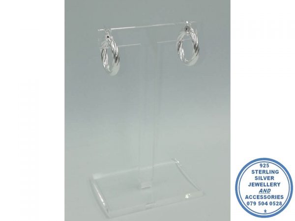 925 Sterling Silver Twisted Tube Hoops Clip in 15mm