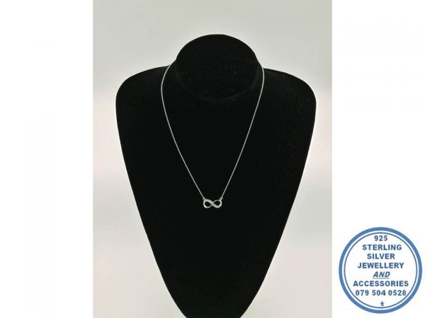 925 Sterling Silver Designer's Cubic Infinity Necklace chain pendant 42cm + 5cm extender