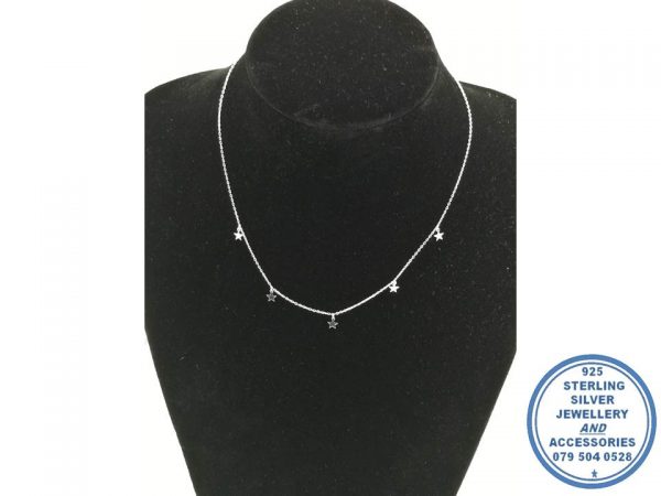 925 Sterling Silver Chain Necklace with Stars 45cm