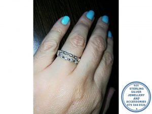 925 Sterling Silver 2 Ring Set Wedding Bands | Stack Ring  1 hoops and 1 round cubic detail