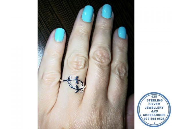 925 Sterling Silver Ring Wedding Band Stack Ring with Vines Leaves