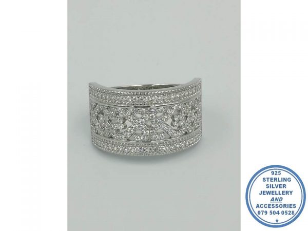 925 Sterling Silver Designer's Ring Wedding Band Stack Hearts
