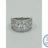 925 Sterling Silver Designer's Wedding Ring Statement Large Round Middle Tube setting with side tube cubic rounds and 2 side bands all as 1 ring