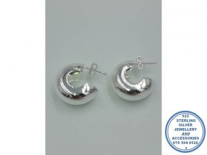 925 sterling Silver Broad Bulky Hoop Studs