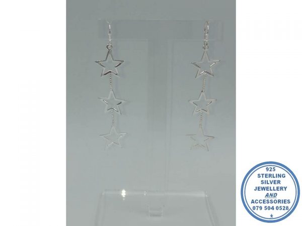 925 Sterling Silver Hook in Dangle Drop Star Designer Earrings