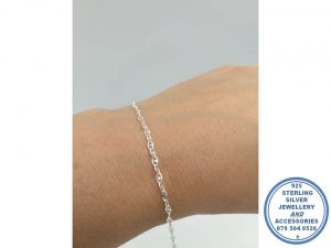 925 Sterling Silver Bracelet 18.5cm Diamond Dot Chain