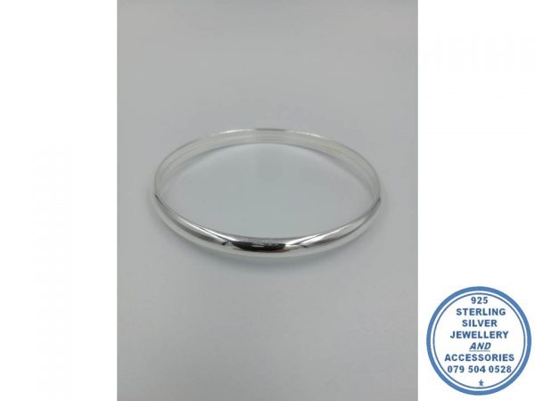 925 Sterling Silver rounded C Shape Bangle Solid 65 mm inside diameter 6mm