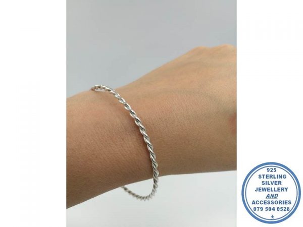 925 Sterling Silver Rope Bangle 65mm