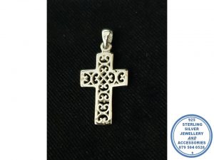 "925 Sterling Silver Filigree Cut Out Cross Faith Pendant 15 X 22mm "