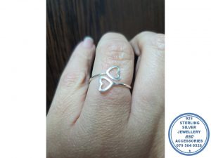 "925 Sterling Silver Double Open Heart Stack Ring "
