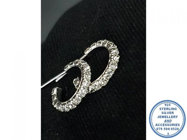 "925 Sterling Silver Clear Cubic Half Hoop Stud Earrings"