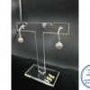 "925 Sterling Silver Cubic Hoop Fresh Water Pearl Charm Earring"
