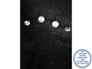 "925 Sterling Silver Pearl Earring Studs 5mm "