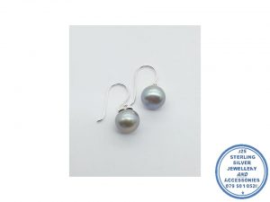 925 Sterling Silver Grey Pearl Hook In Earring
