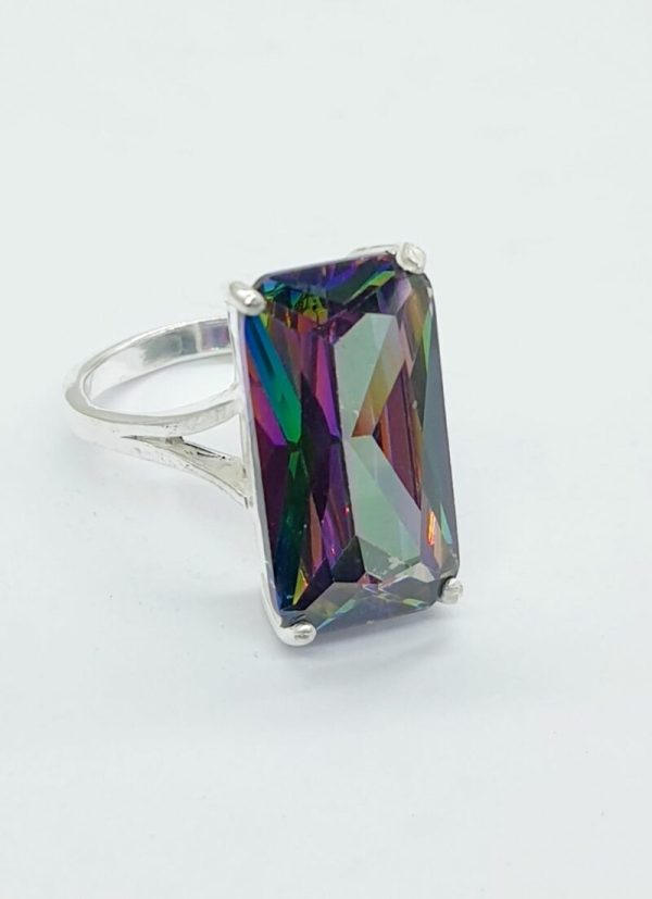 925 Sterling Silver Mystic Topaz Dramatic Ring 20mm