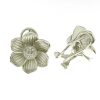 925 Sterling Silver Large Flower Stud Type Leaver Earrings