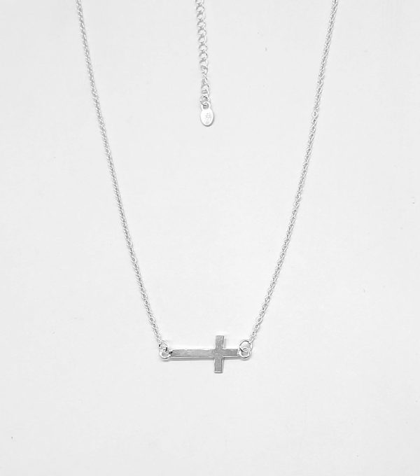 925 Sterling Silver Necklace with fixed Cross Pendant