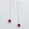 925 Sterling Silver Round Red Cubic Earring Threader