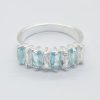 925 Sterling Silver Blue Topaz Cubic Baguette Ring